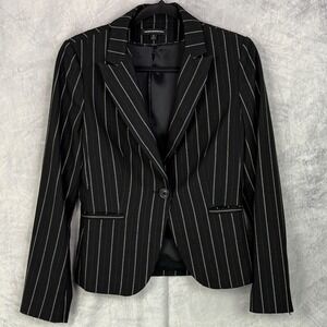 Vtg y2k EXPRESS DESIGN STUDIO Black Pinstripe Blazer Womens Sz 6 academia preppy